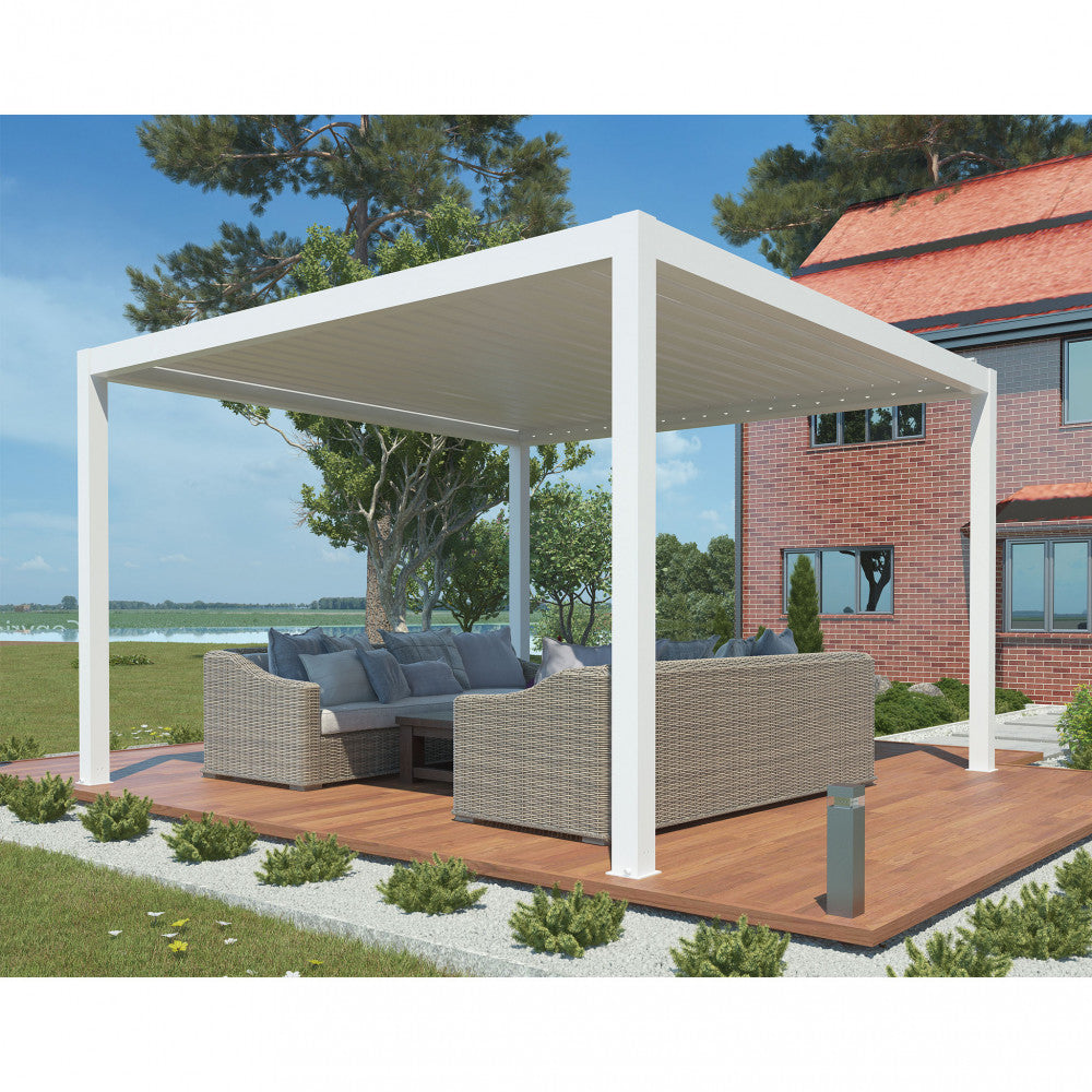 Pergola bioclimatica 4x4 mt in alluminio con lamelle orientabili manua –  Briconess Business Italia