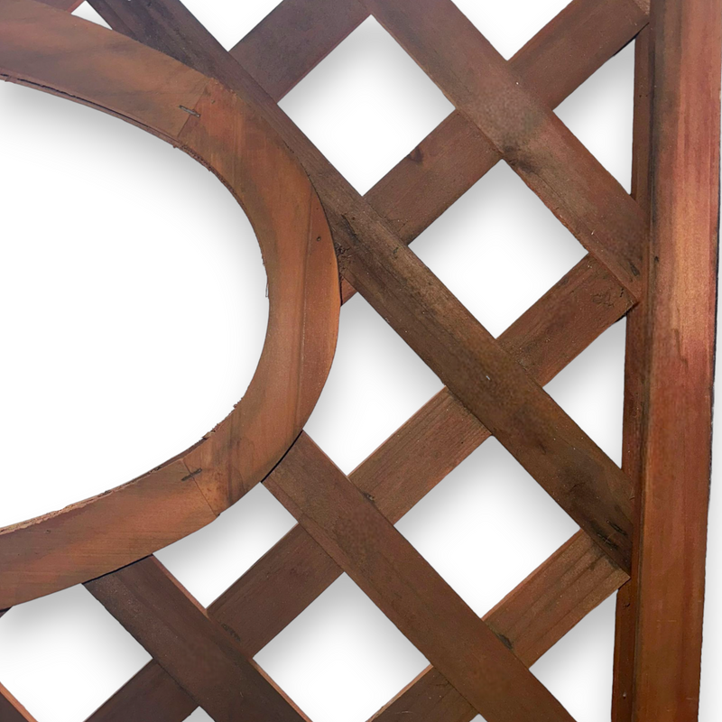 Traliccio pannello grigliato in legno 90x180 cm recinzione da giardino balcone con foro ovale ornamentale