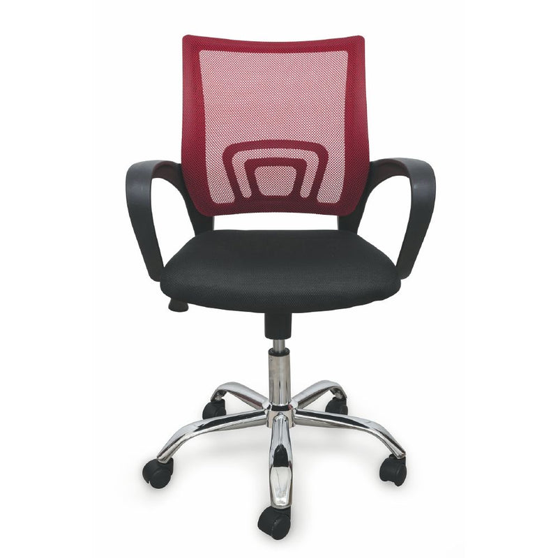 Sedia scrivania rossa con ruote, schienale traspirante e altezza regolabile