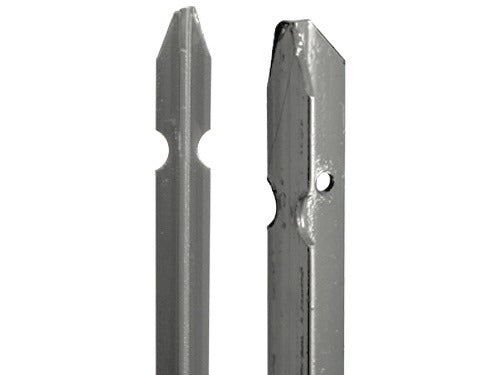 Paletti in acciaio zincato per recinzioni con fori per il fissaggio della rete sezione T