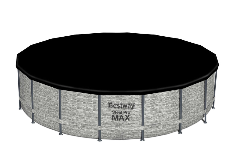 Piscina con struttura rotonda Steel Pro MAX effetto pietra 549x122 cm Be