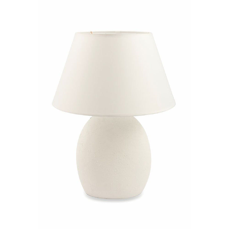 Lampada da tavolo, base tonda in ceramica, paralume in stoffa 40W, Capri