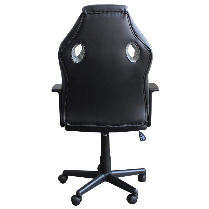 Poltrona da ufficio e gaming ergonomica in pelle nera e tessuto grigio S