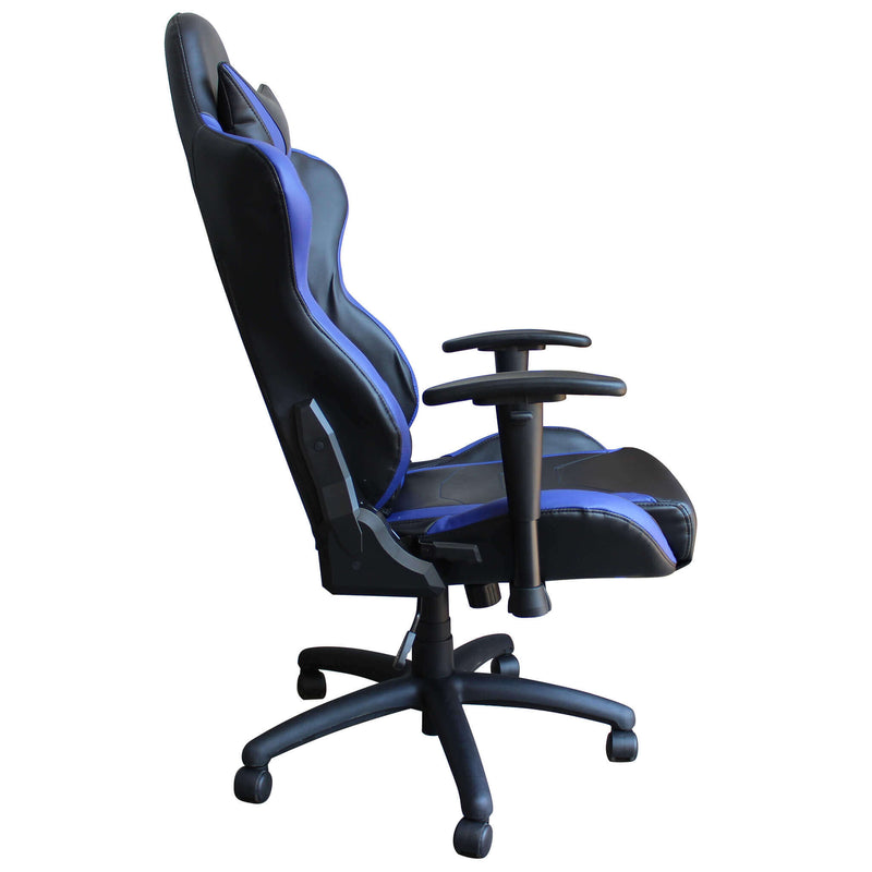 Poltrona da ufficio e gaming ergonomica in pelle nera blu multiposizione