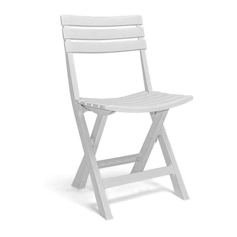 Set tavolo e 2 sedie chiudibili in resina bianca con effetto doghe Club