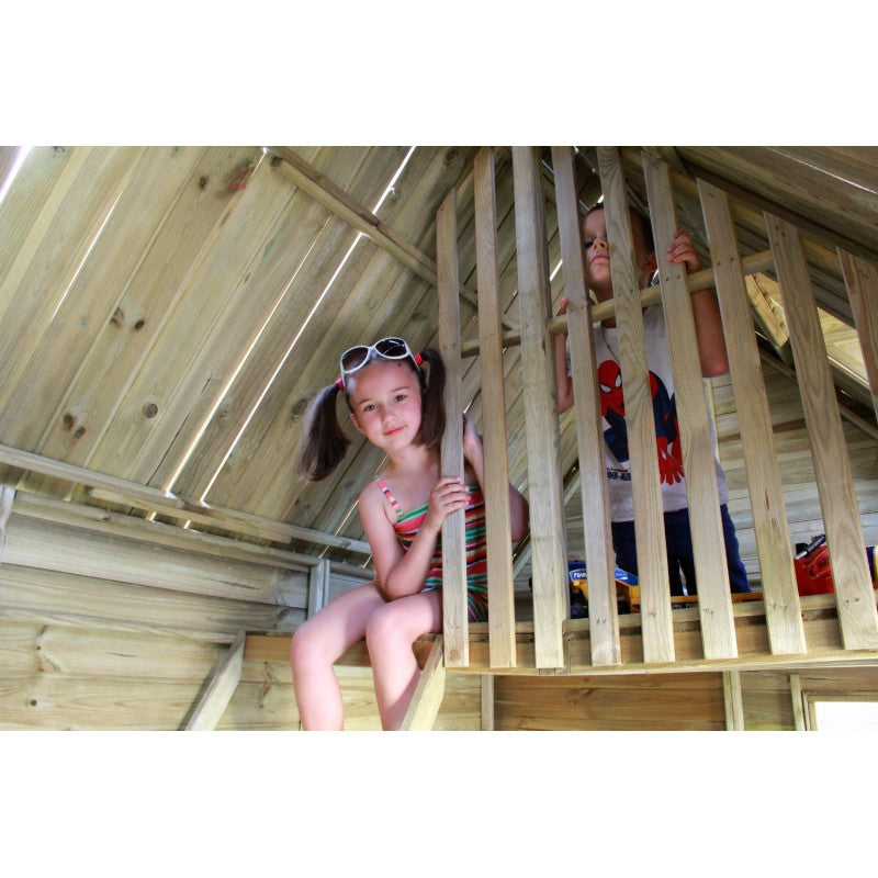 Villa grande chalet in legno per bambini a due piani con soppalco e scala Heidi