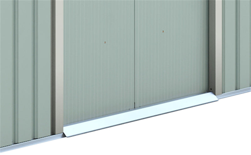 Casetta box deposito porta attrezzi in lamiera cm 340x319 verde con 2 porte scorrevoli