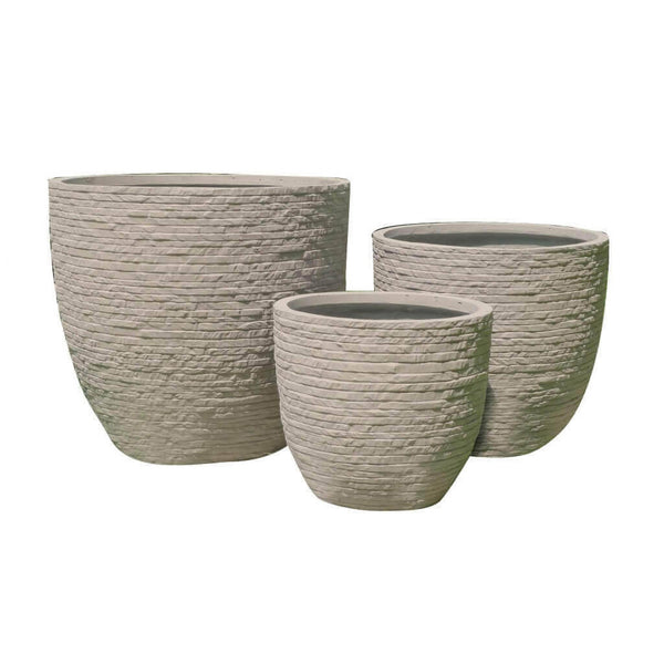 Set 3 vasi da giardino in fibra di argilla Marisa