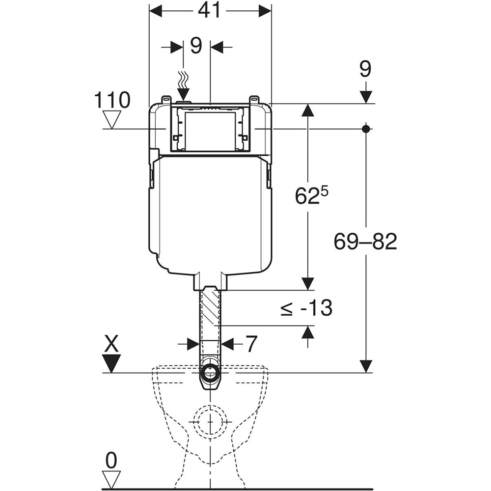 Cassetta Incasso 8 cm per wc con rete portaintonaco premontata Sigma 8