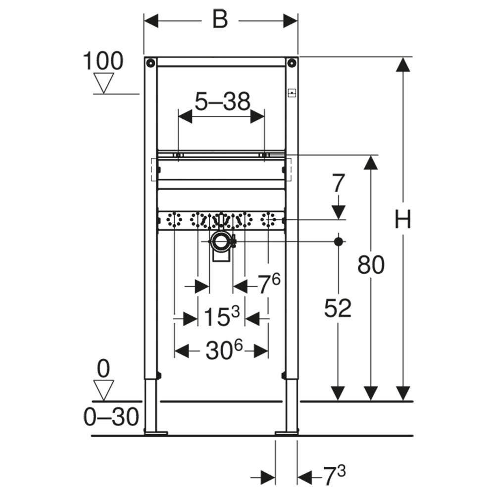 Supporto struttura portante lavabo sospeso per cartongesso H112 a per installazione muro
