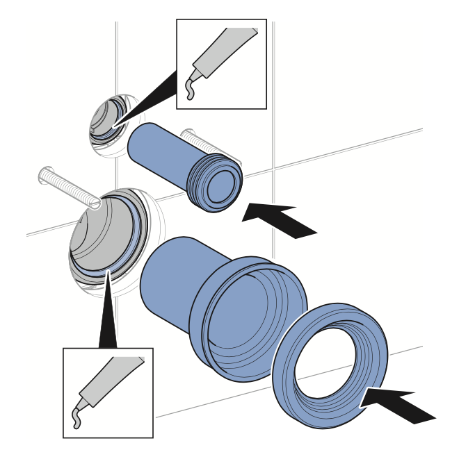 Kit manicotti di allacciamento con diametro 11 cm per vasi sospesi con canotto PP e cappuccio copertura PE