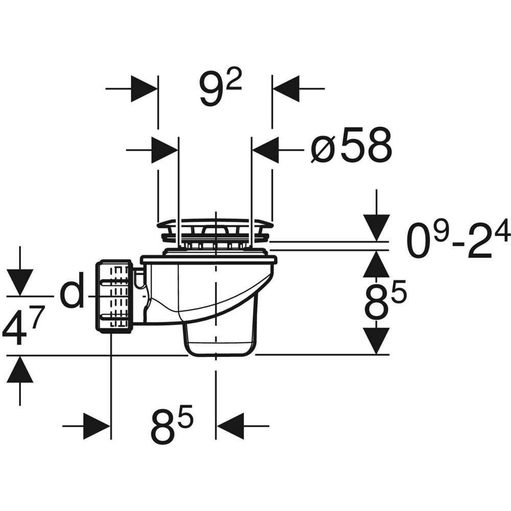 Piletta con piattello per piatto doccia foro diametro 6 cm