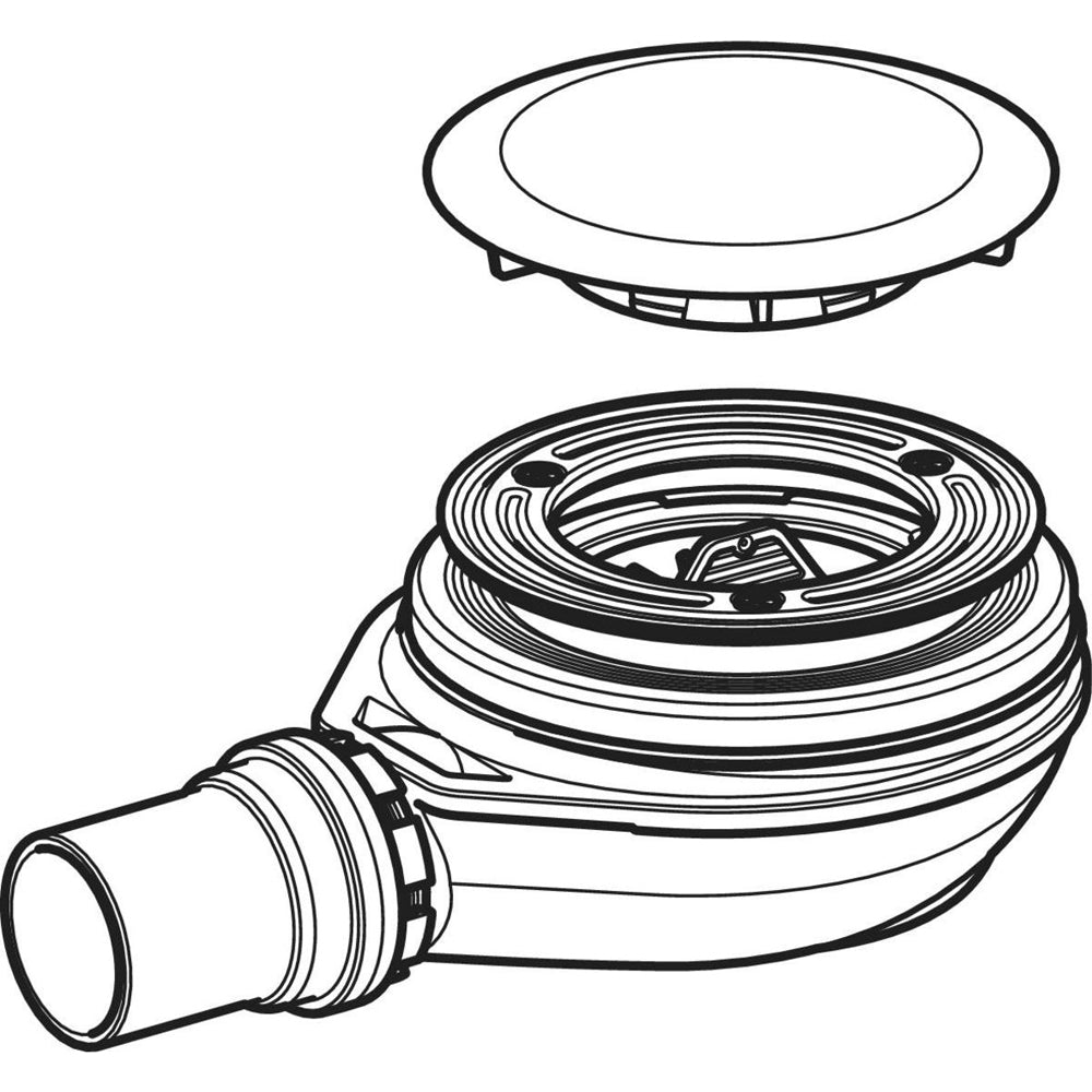 Piletta per piatto doccia con piattello in uscita diametro 9 cm