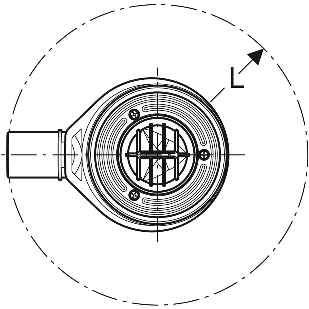 Piletta per piatto doccia con piattello in uscita diametro 9 cm
