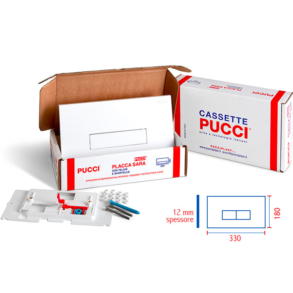 Kit copertura monotasto bianco con telaio sportello ricambio placca Sara 310