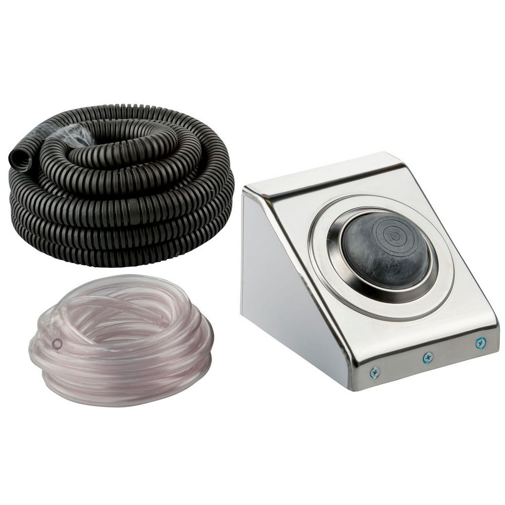 Comando a pedale montaggio esterno pavimento o parete con placca inox e accessori inclusi