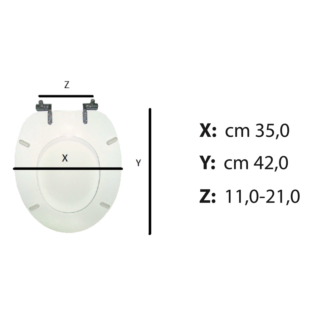 Sedile copri water wc in resina laccato bianco con cerniere in metallo