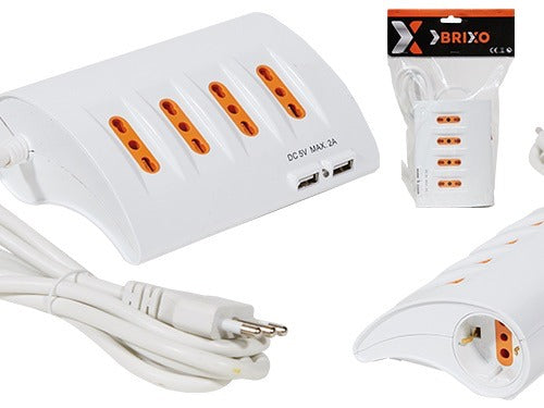 Multipresa ciabatta elettrica da tavolo con 4 prese normali 1 shuko e 2 porte USB Brixo