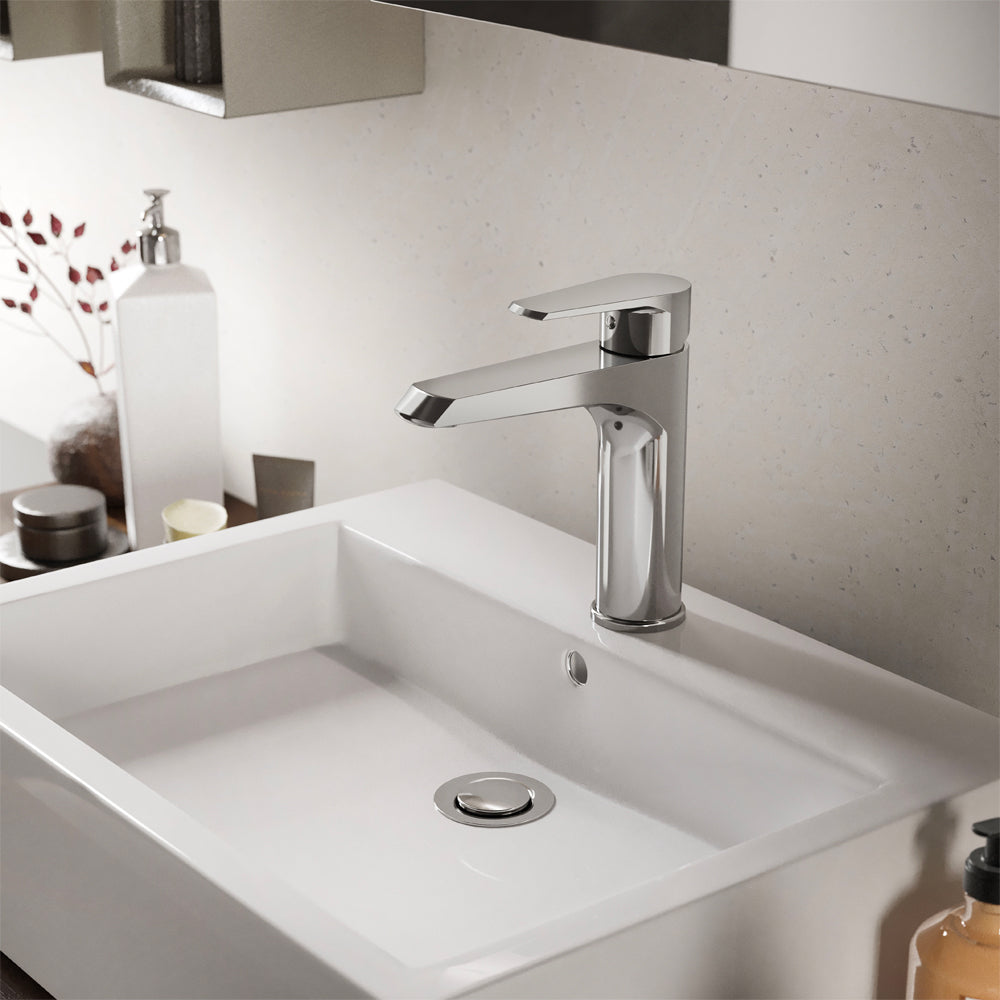 Miscelatore lavabo cromato con scarico automatico 1"1/4