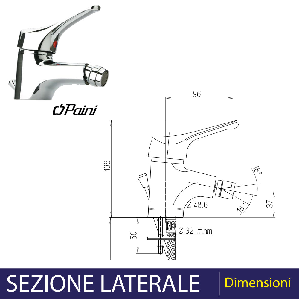 Miscelatore per bidet cromo con piletta 1"1/4 Pilot