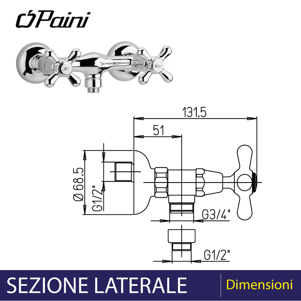 Gruppo esterno doccia cromo con attacco flessibile 1/2 pollici