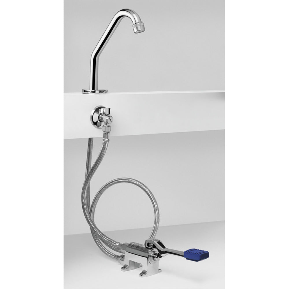 Kit preassemblato con rubinetto a pedale in ottone cromato