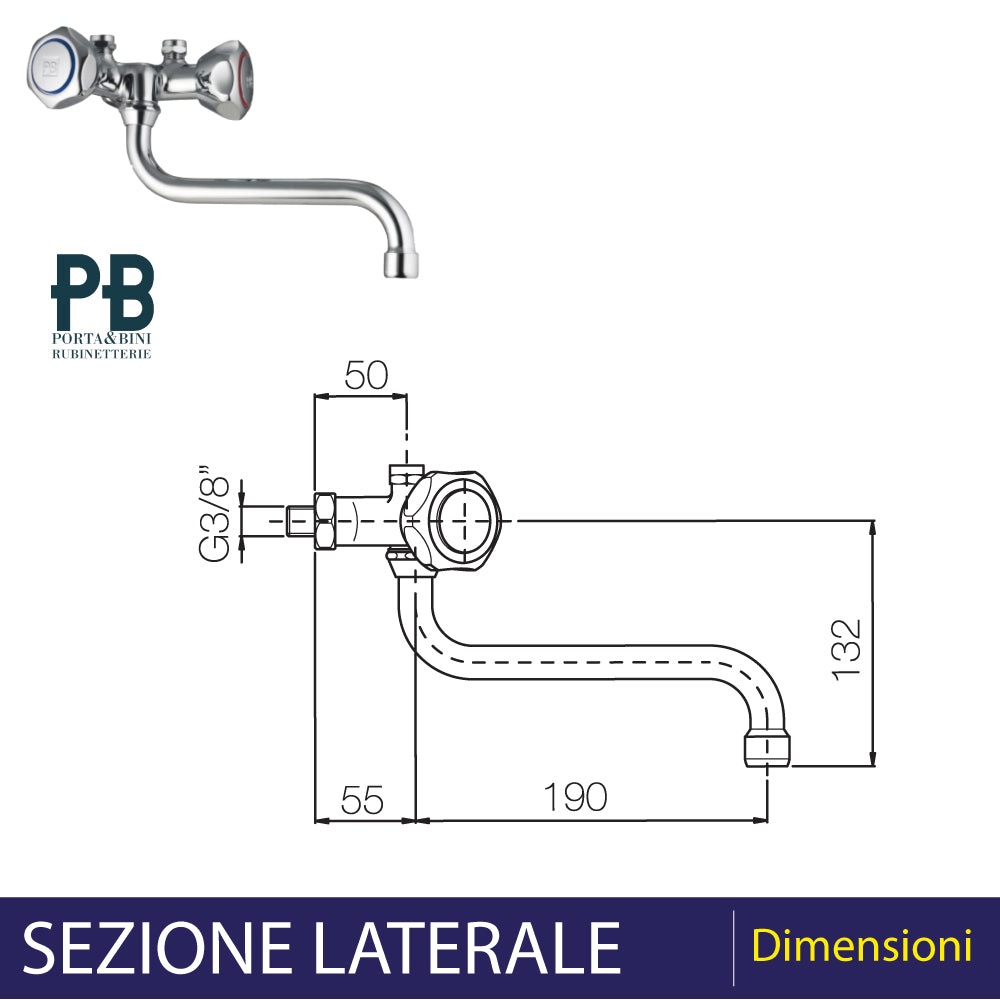 Rubinetto per installazione sotto scaldino