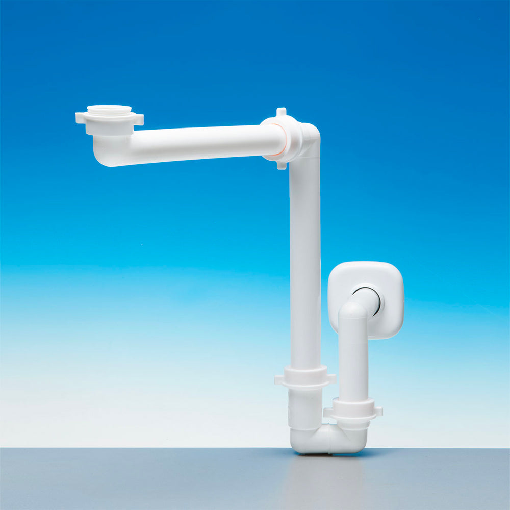 Sifone salvaspazio per lavabo in polipropilene bianco