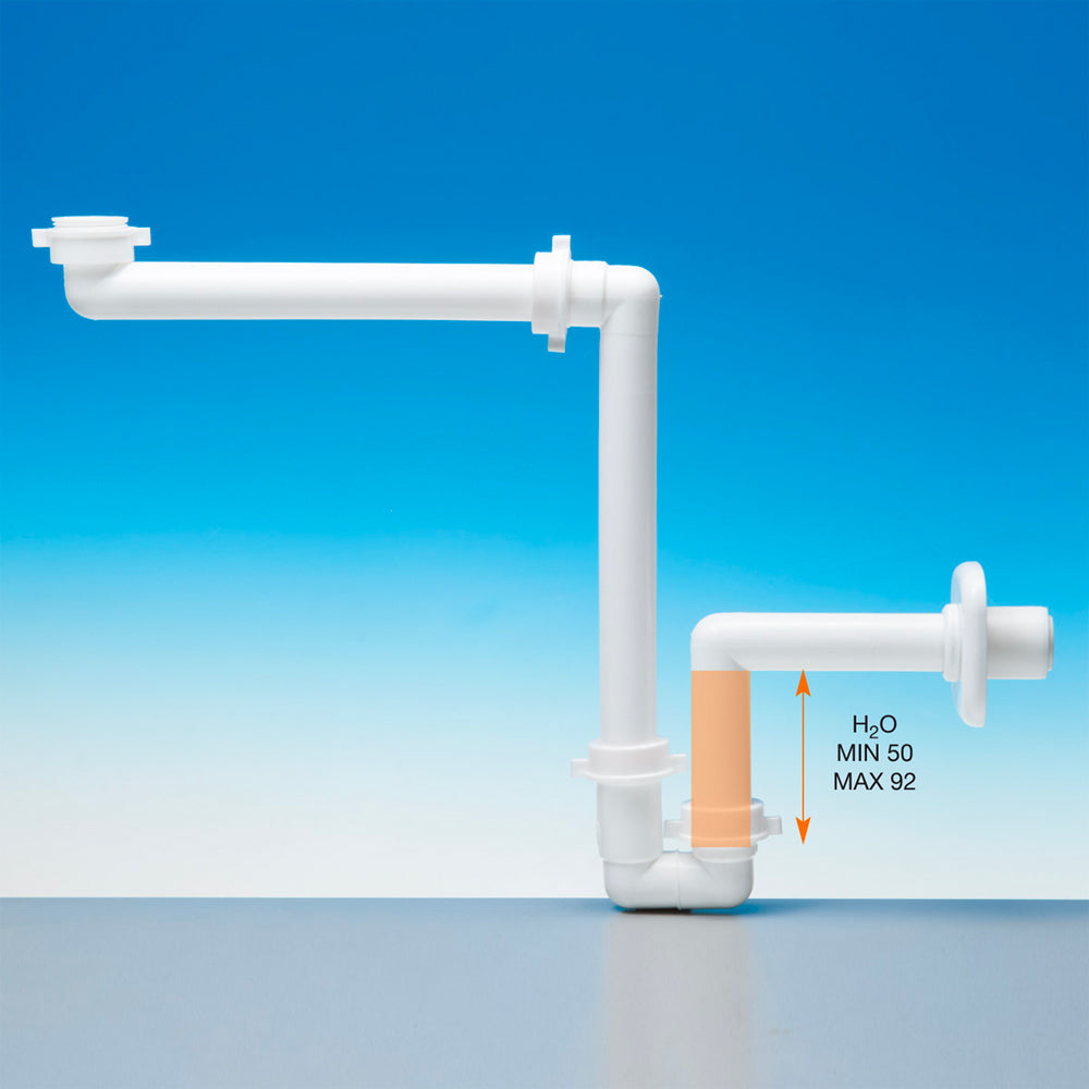 Sifone salvaspazio per lavabo in polipropilene bianco