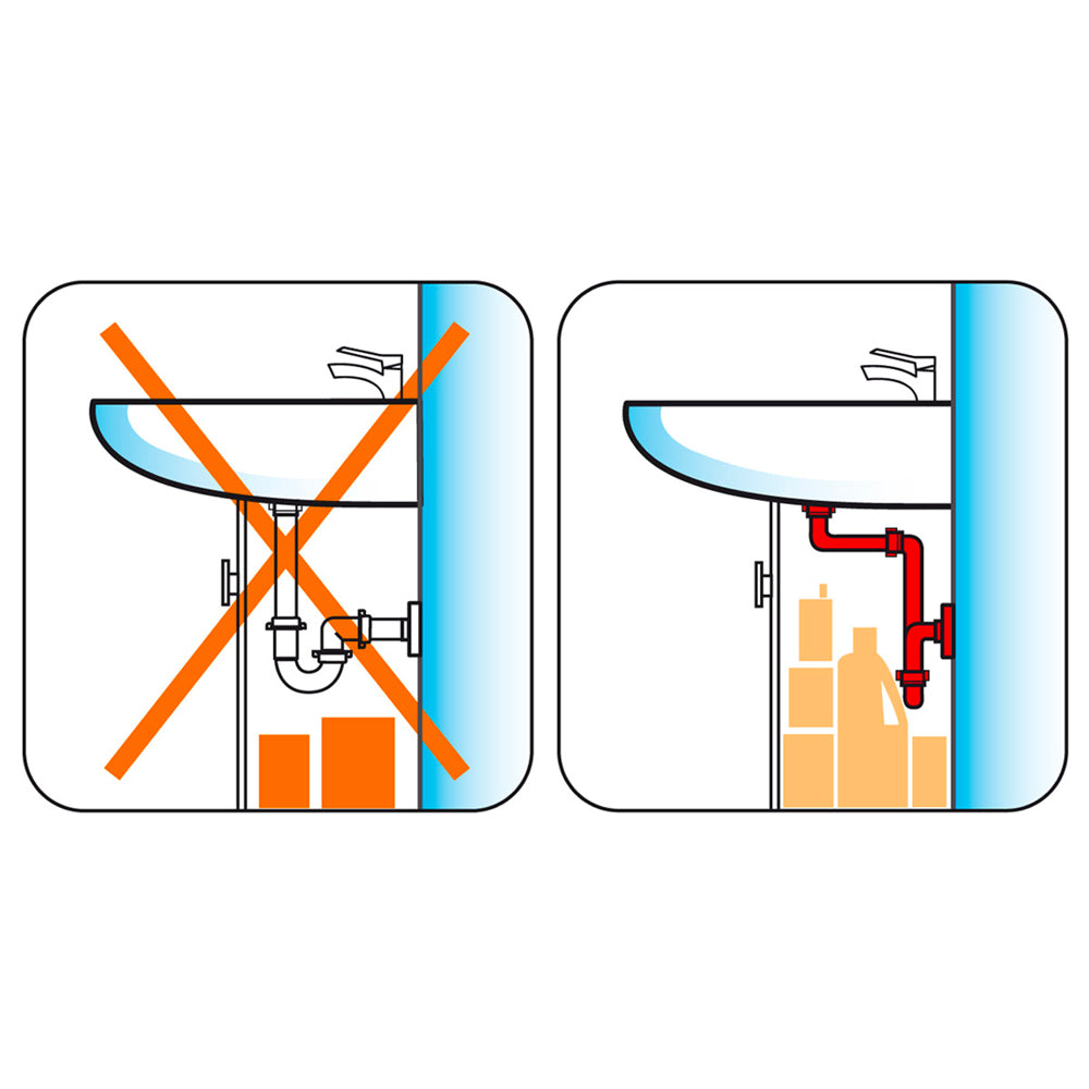 Sifone salvaspazio per lavabo in polipropilene bianco