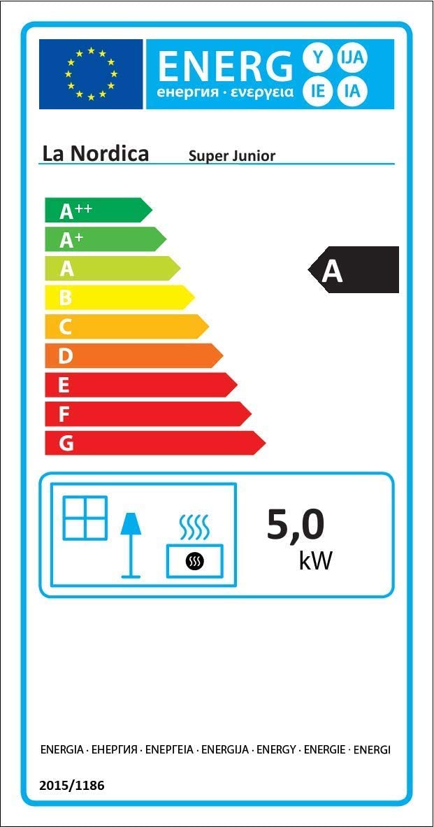 Stufa riscaldamento a legna bruciatutto 5kW potenza Super Junior Nordica