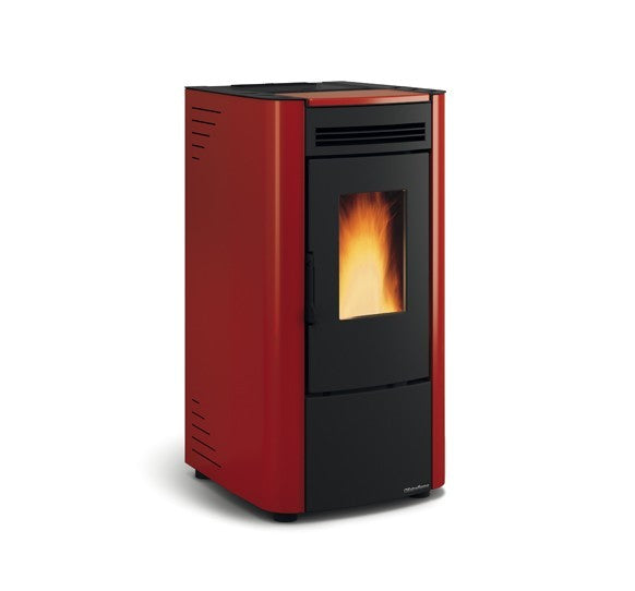 Stufa a pellet ventilata con rivestimento in acciaio verniciato Ketty Evo 6 Bordeaux Nordica Extraflame