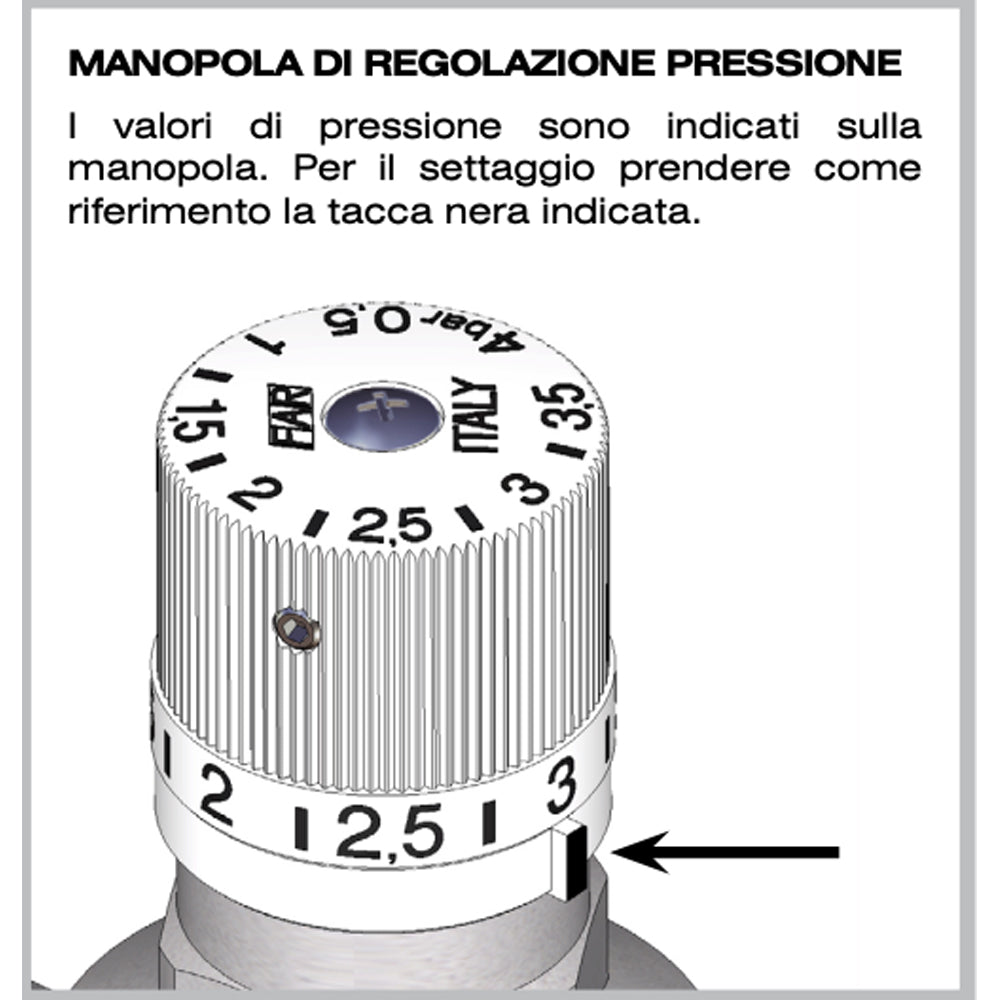 Gruppo di riempimento automatico con manometro per regolazione della pressione