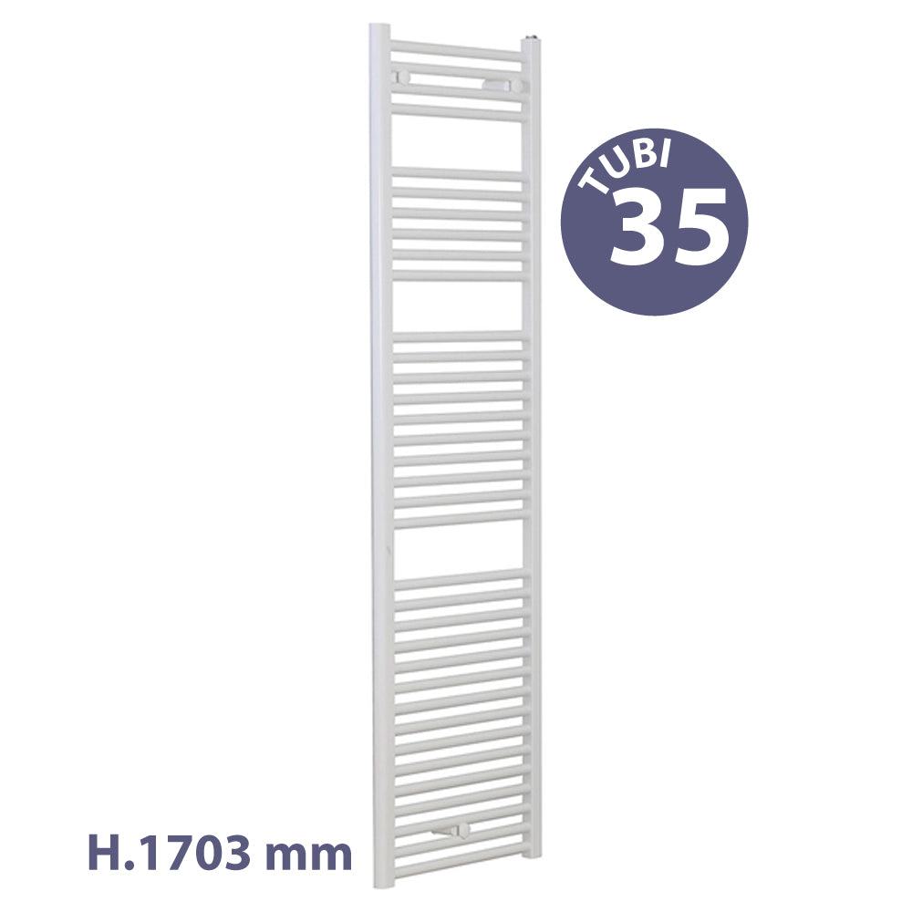 Termoarredo bianco diritto 170.3x55x50 cm con valvola sfiato e elementi di fissaggio