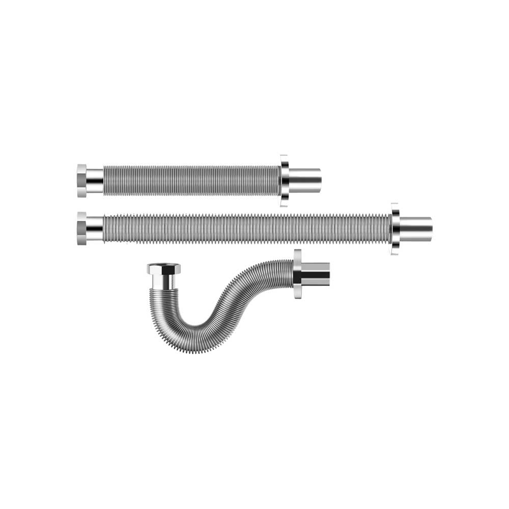 Tubo di scarico flessibile ed estensibile in acciaio inox per lavabo bidet lavello