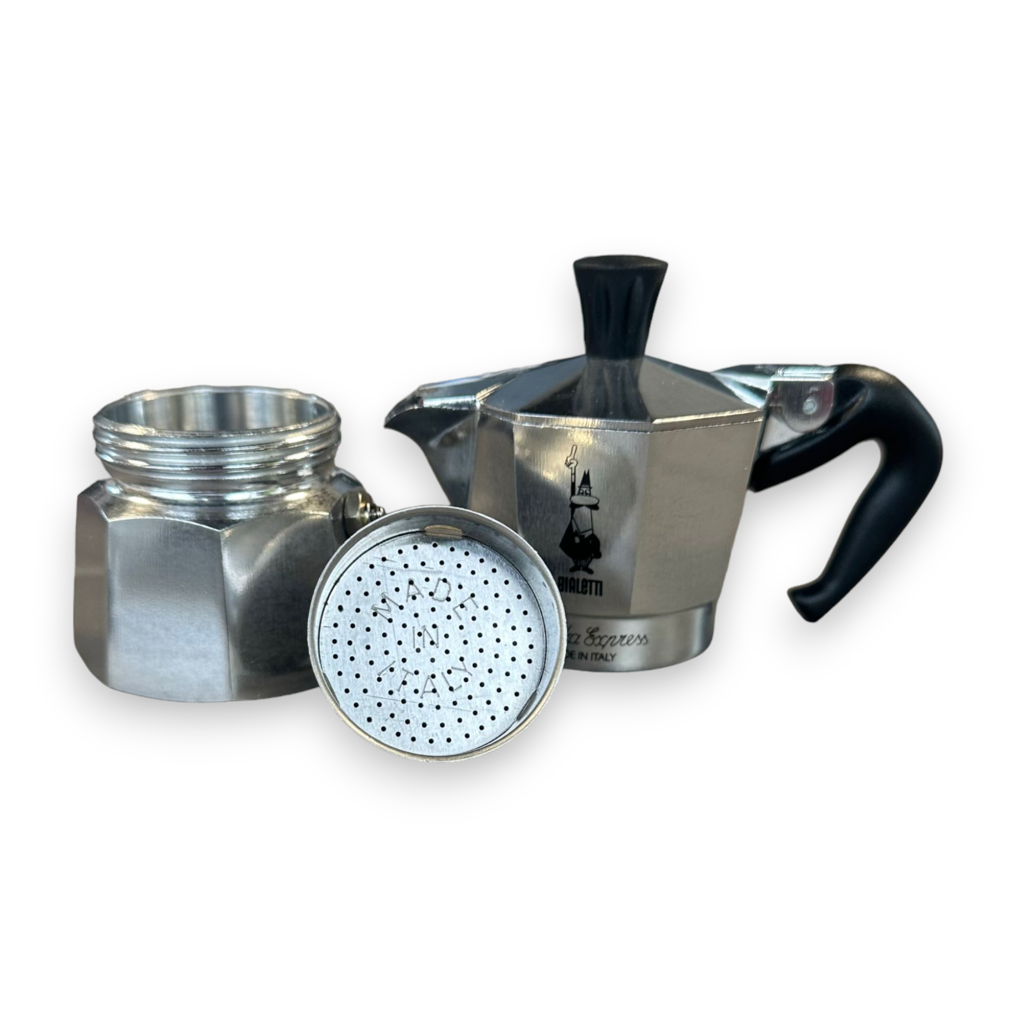 Caffettiera tradizionale moka 1 tazza in alluminio con manico in nylon Express restyling Bialetti