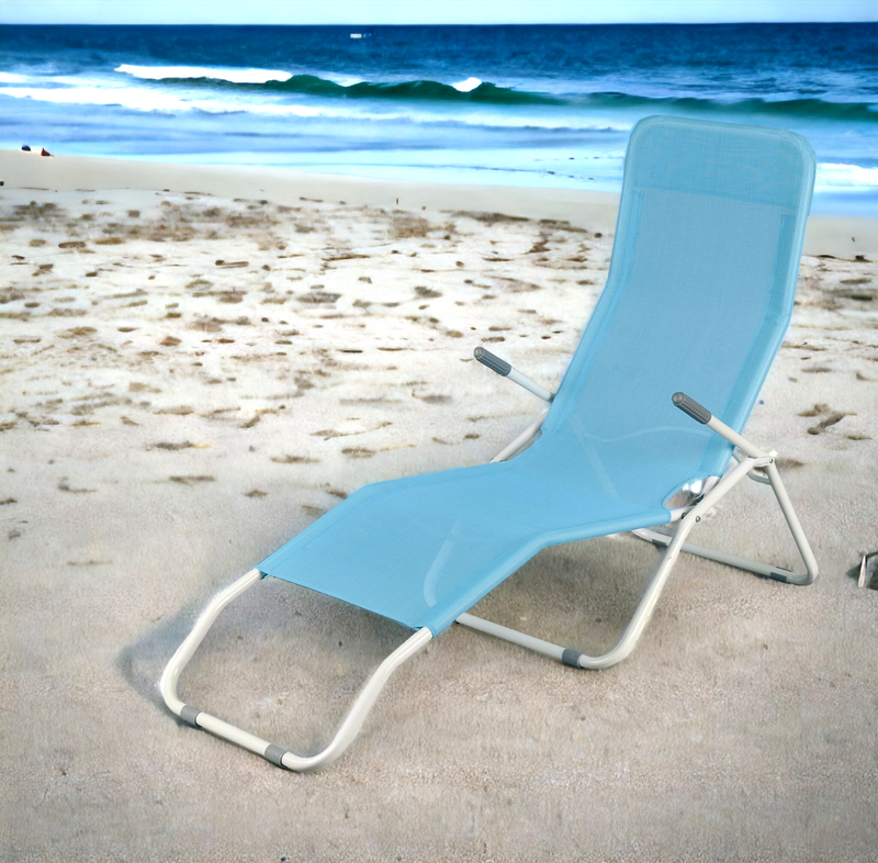 Lettino Sedia Sdraio basculante da spiaggia pieghevole senza cuscino Long Beach
