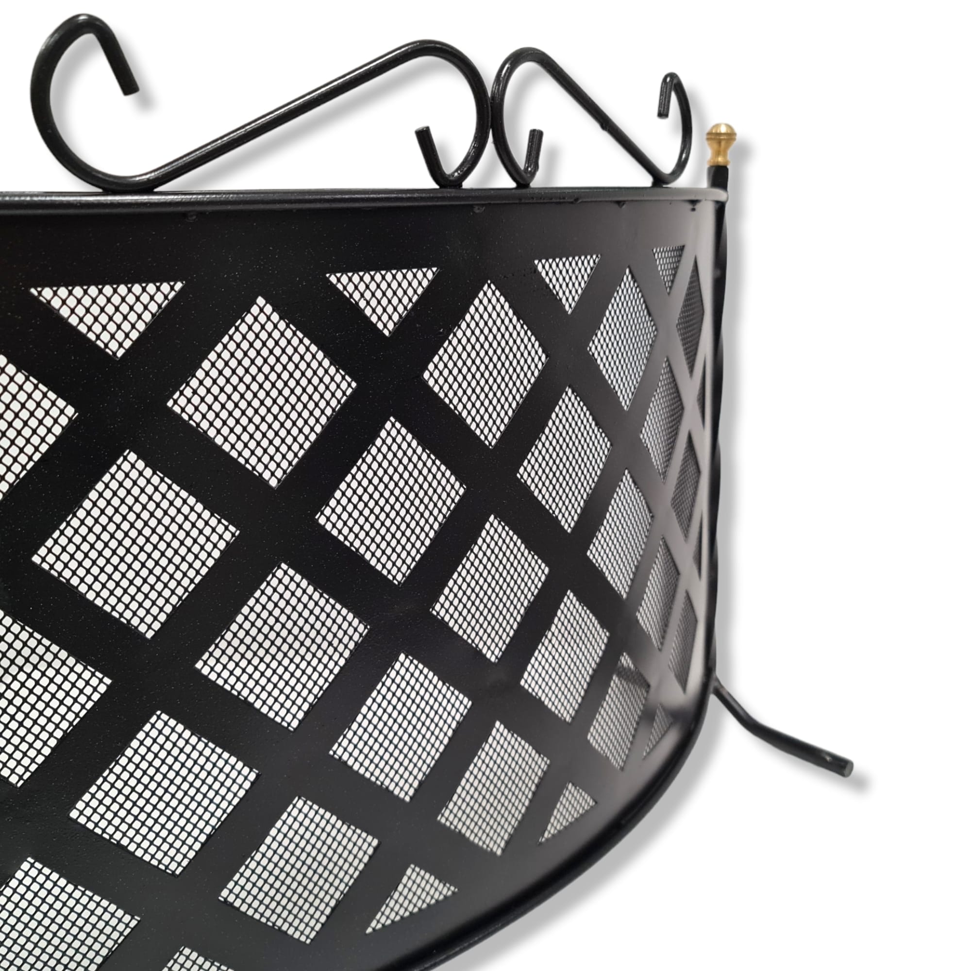 Parascintille fisso curvo in ferro battuto verniciato di grandi dimensioni protezione camino 70x55 cm resistenti e eleganti