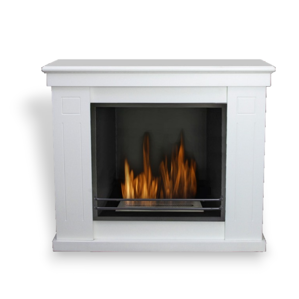 Camino a bioetanolo design moderno con struttura in legno lavorato e serbatoio 1,7 litri Lesina