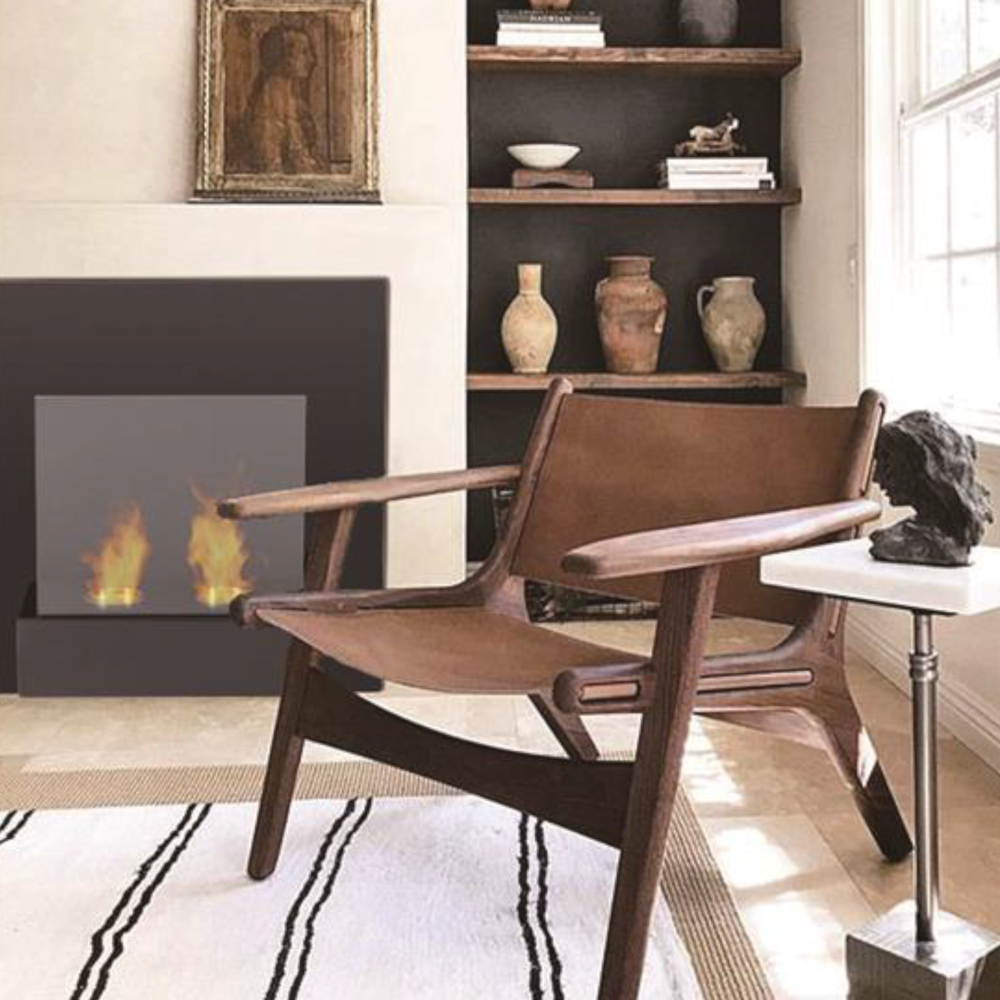 Camino inserto a bioetanolo 1,70 kw riscaldamento a liquido con kit per fissaggio a parete Creta