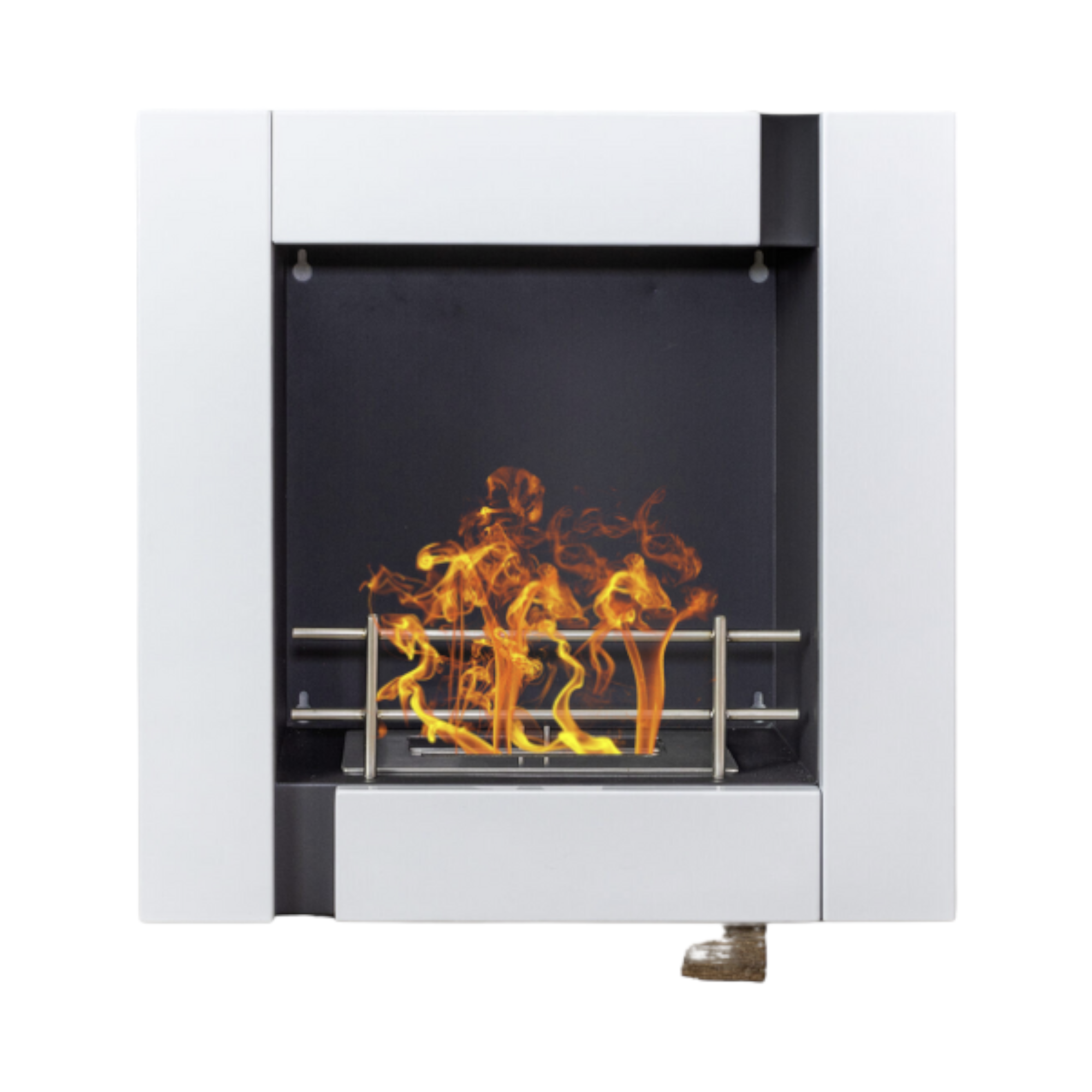 Camino a bioetanolo 1,70 kw a sospensione da appendere con struttura in legno bianco Favignana