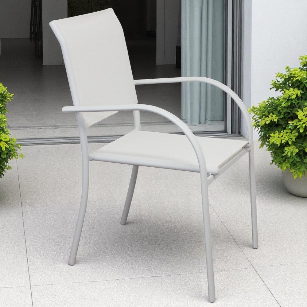 Sedia poltrona impilabile da esterno con struttura in alluminio e textilene Stamin