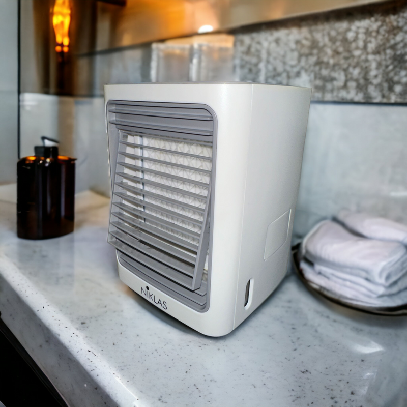 Ventilatore raffrescatore ad acqua cubo nebulizzatore da tavolo mini condizionatore portatile Niklas Icebox Mini