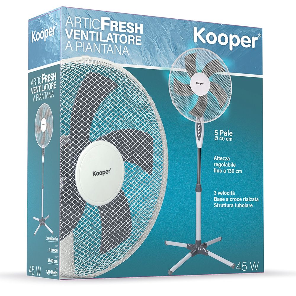 Ventilatore a piantana 5 pale base a croce 3 velocit e oscillazione altezza fino a 130 cm 45 W ArticFresh