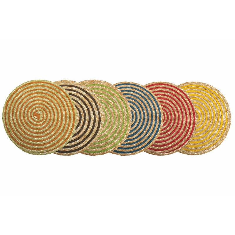 Set 6 tovagliette tonde Ø38 cm in fibra vegetale con spirale colorata