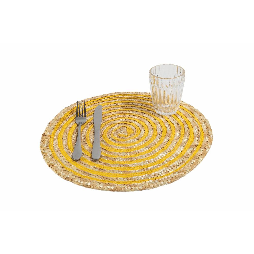 Set 6 tovagliette tonde Ø38 cm in fibra vegetale con spirale colorata Spiral