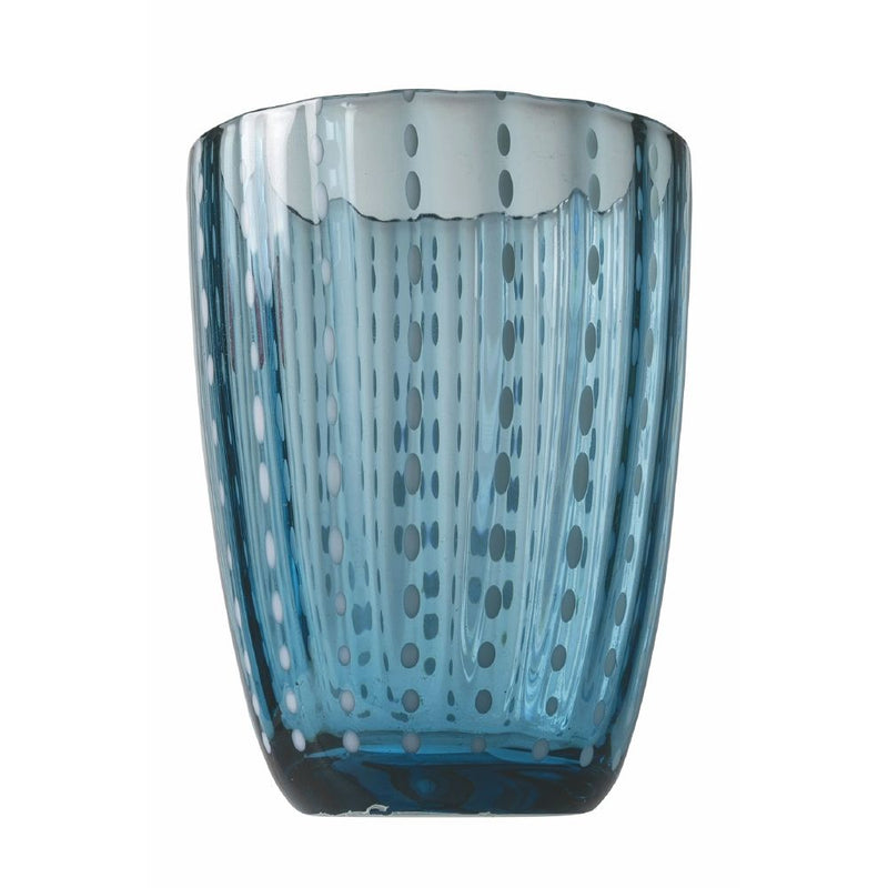 Bicchiere acqua 300 ml in vetro con pois e superficie ondulata Kalahari