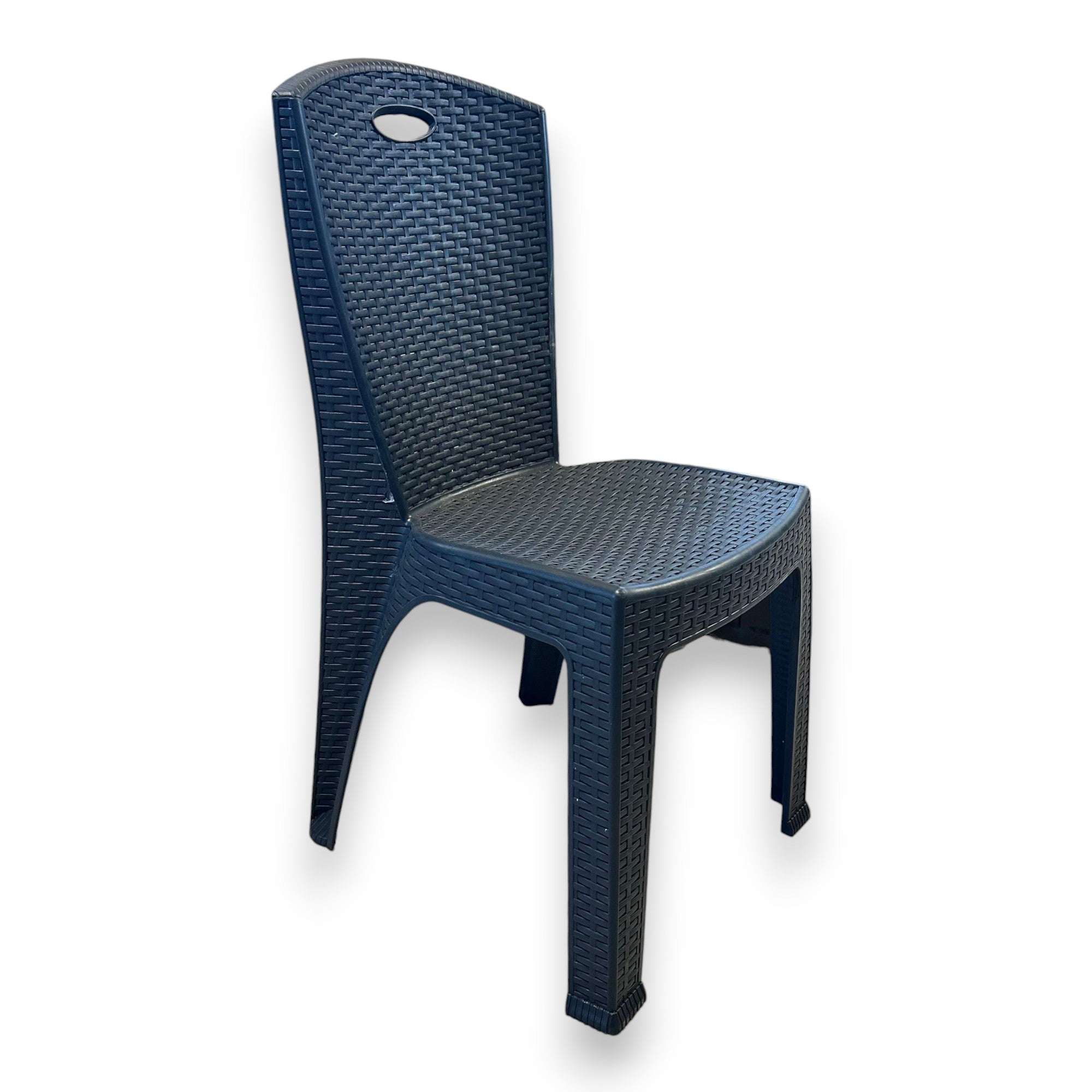 Sedia impilabile da interno ed esterno giardino in resina effetto rattan antracite senza braccioli Roma