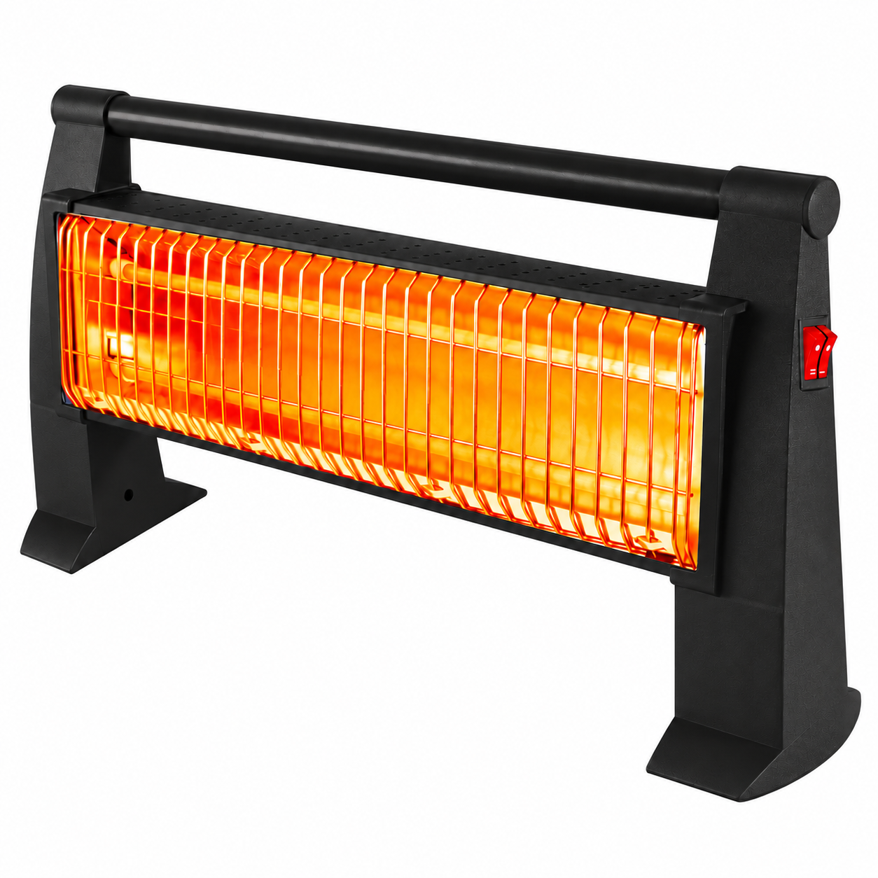 Stufetta scaldino al quarzo da pavimento 1200W con potenza regolabile e maniglia