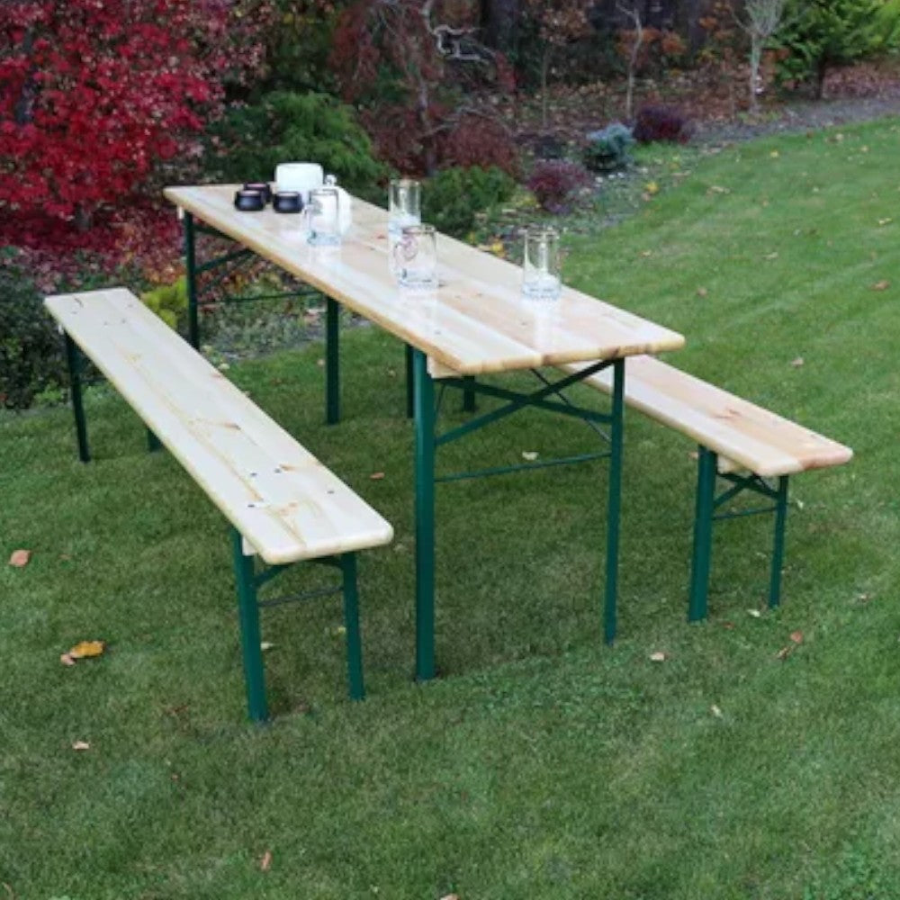 Set Birreria tavolo con panche chiudibili a 2 gambe 200x80xH76cm Garden Deluxe Collection